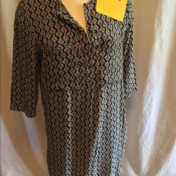 Shirt dress in size 6 by H & M black, white, pink - Picture 2 of 8